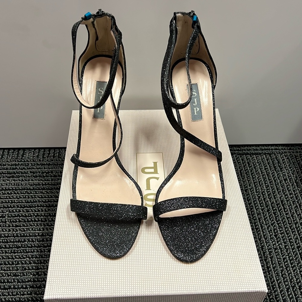 SJP collection black sparkle heels